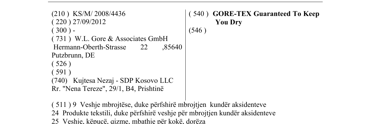 Zëri i markës GORE-TEX Guaranteed To Keep You Dry në buletin