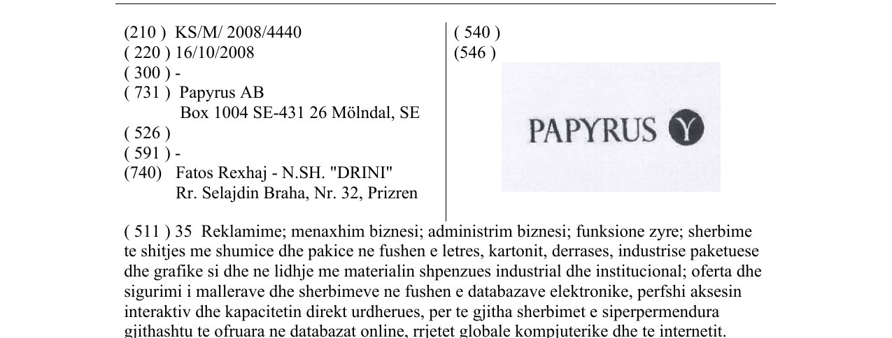 Zëri i markës Markë figurative në buletin