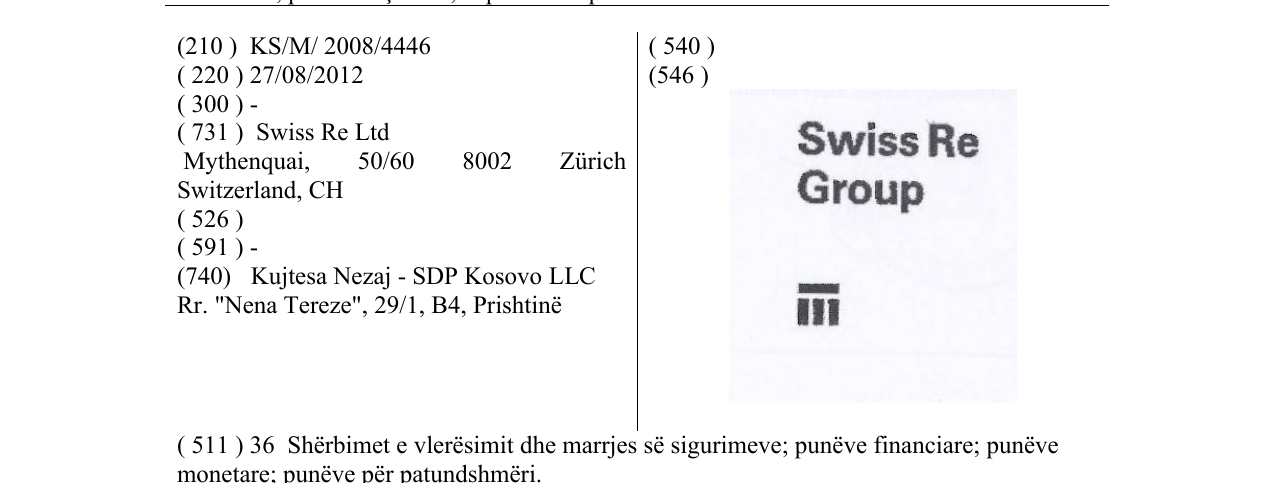 Zëri i markës Swiss Re Group në buletin