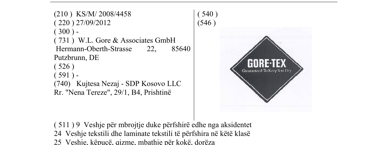 Zëri i markës GORE-TEX në buletin