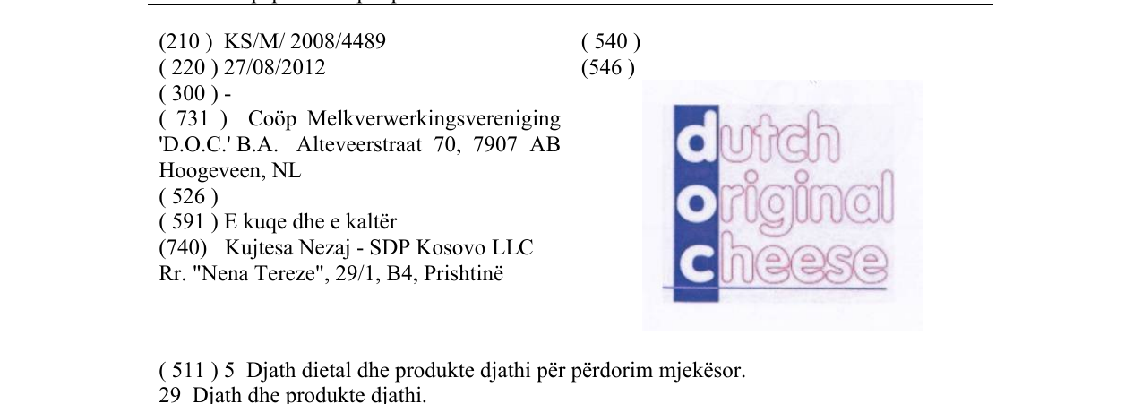 Zëri i markës dutch original cheese në buletin