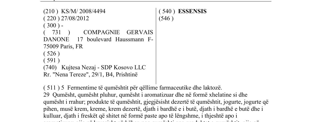 Zëri i markës ESSENSIS në buletin