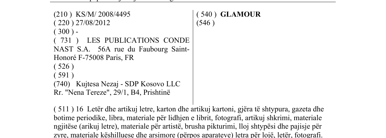 Zëri i markës GLAMOUR në buletin