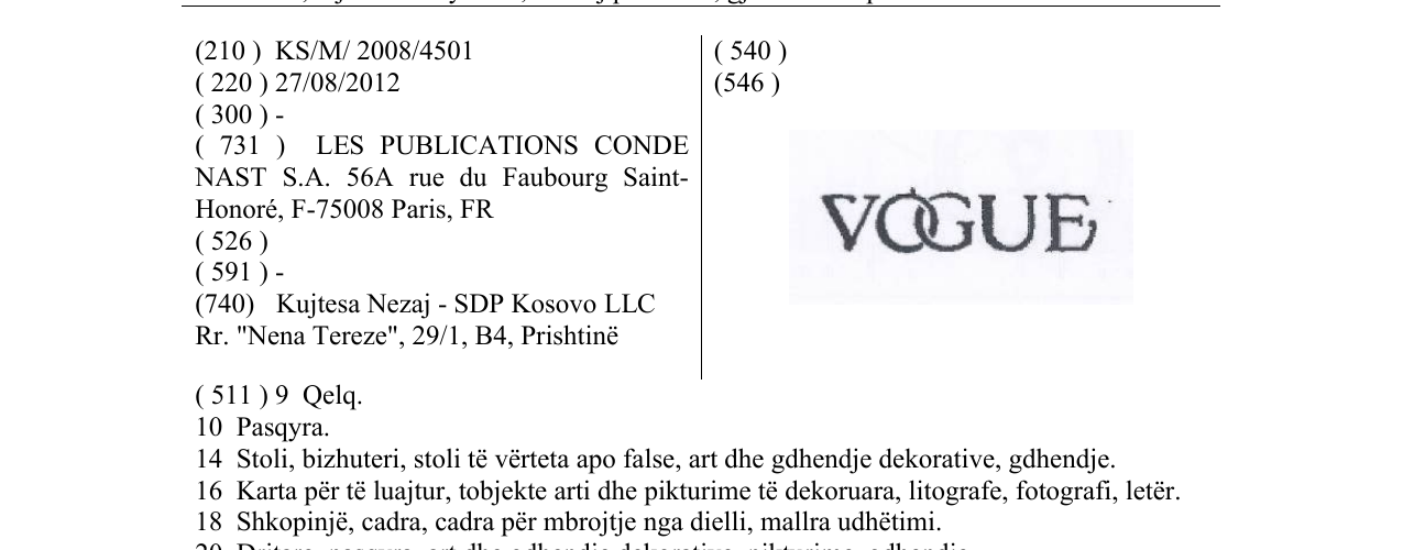 Zëri i markës VOGUE në buletin