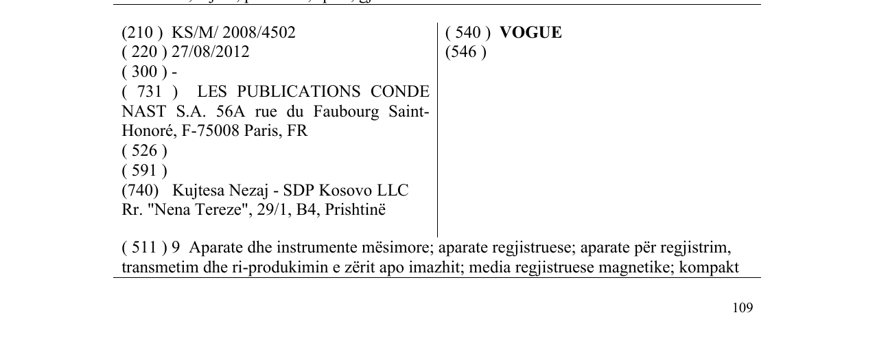Zëri i markës VOGUE në buletin