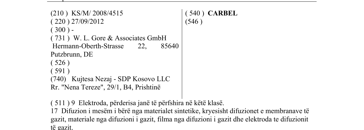 Zëri i markës CARBEL në buletin