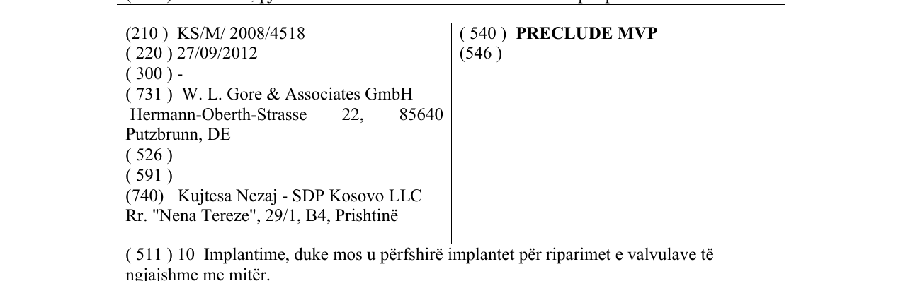 Zëri i markës PRECLUDE MVP në buletin