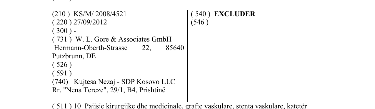 Zëri i markës EXCLUDER në buletin