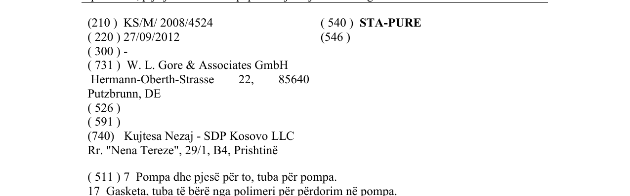 Zëri i markës STA-PURE në buletin
