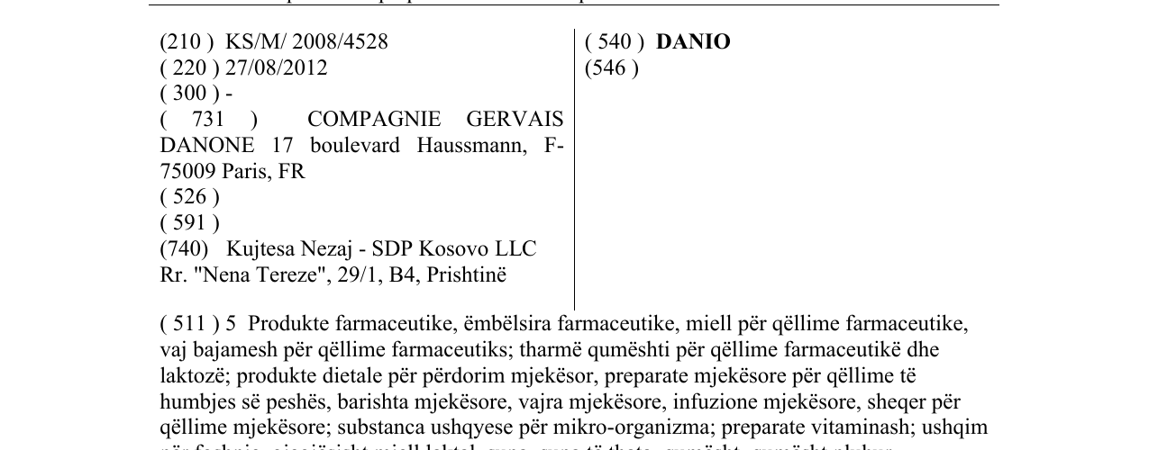 Zëri i markës DANIO në buletin