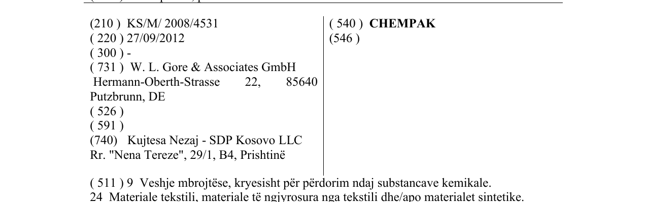 Zëri i markës CHEMPAK në buletin