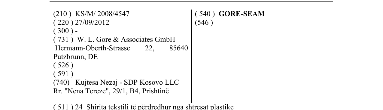 Zëri i markës GORE-SEAM në buletin