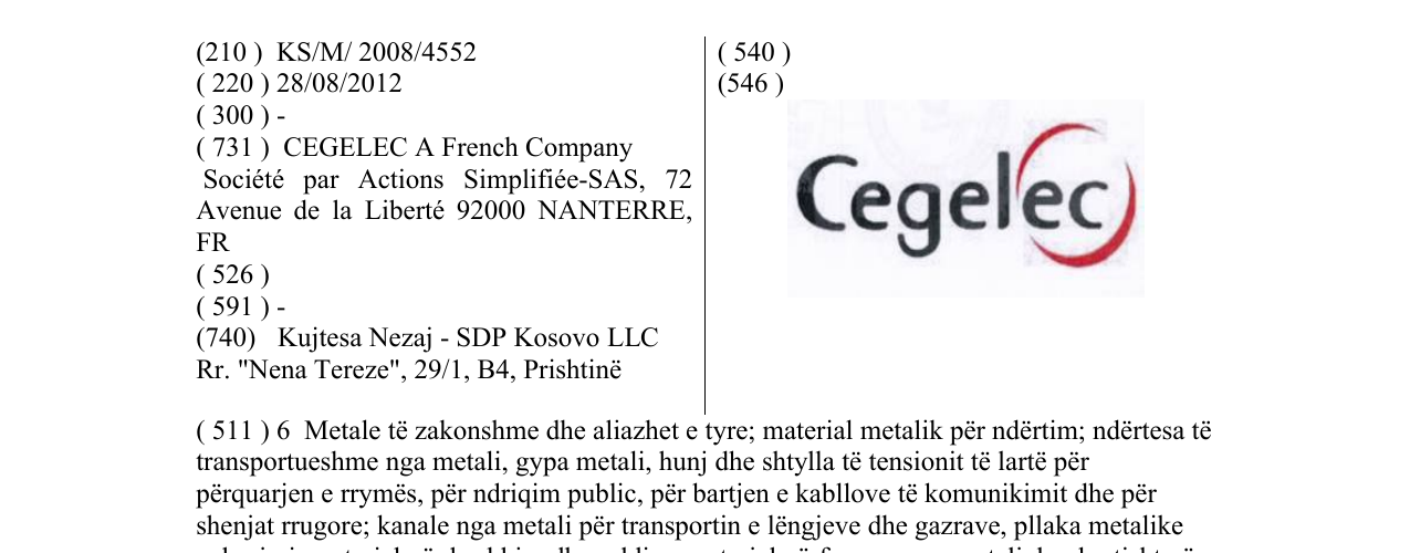 Zëri i markës CEGELEC në buletin
