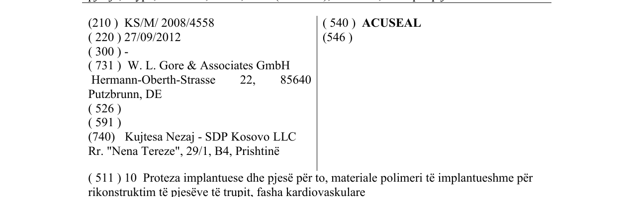 Zëri i markës ACUSEAL në buletin