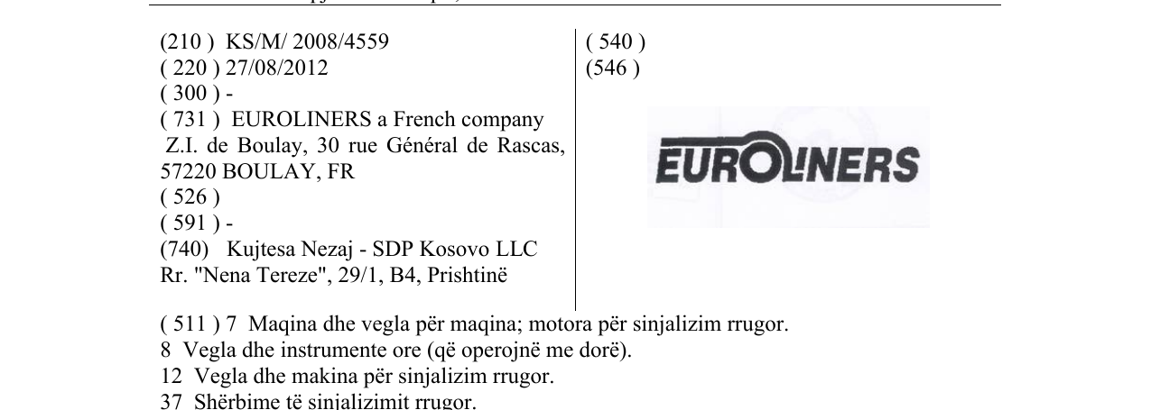 Zëri i markës EUROLINERS në buletin
