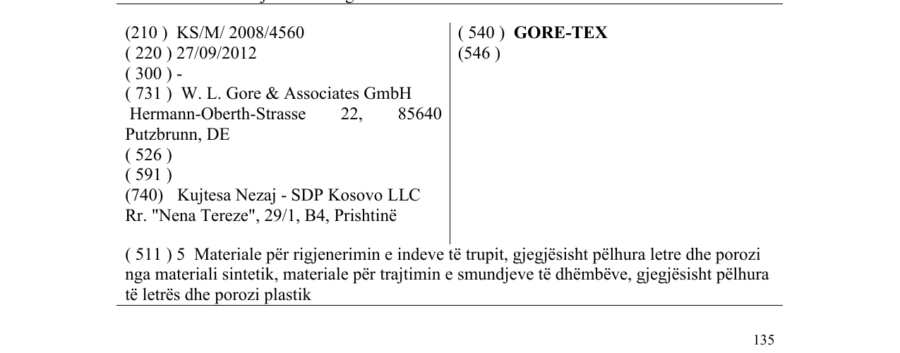 Zëri i markës GORE-TEX në buletin