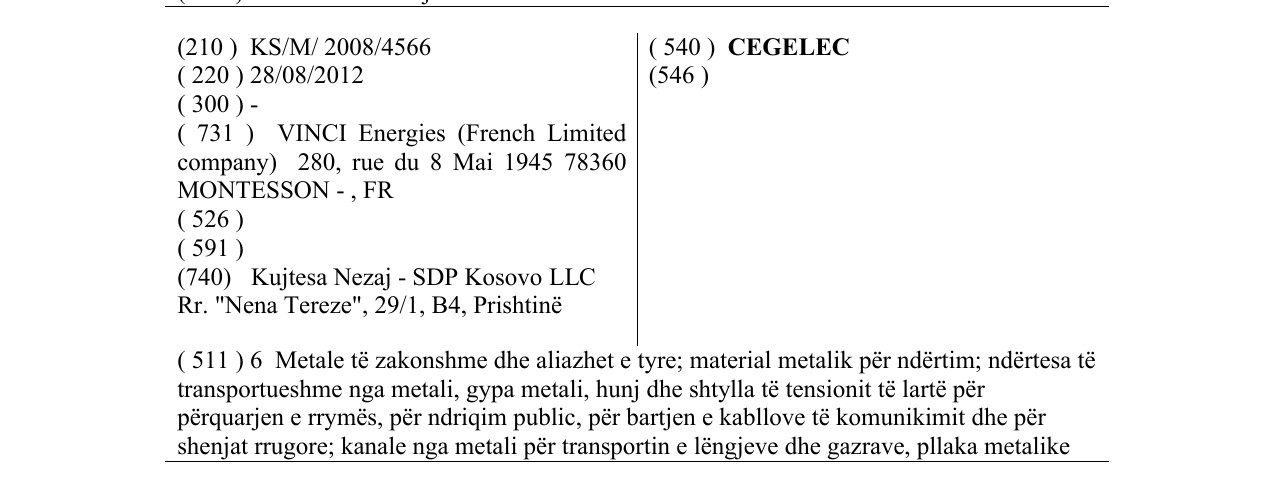 Zëri i markës CEGELEC në buletin
