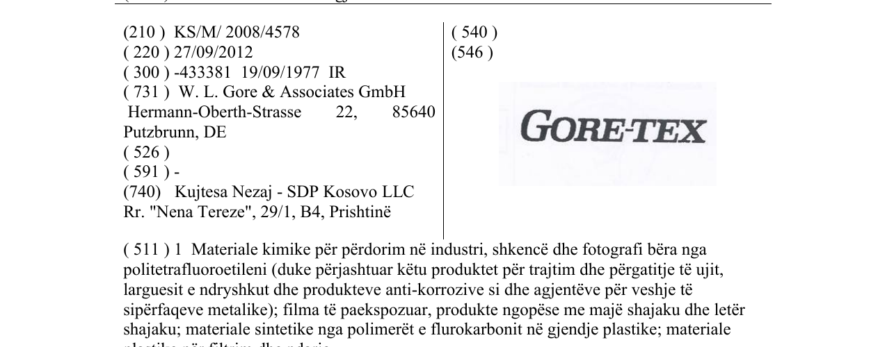 Zëri i markës GORE-TEX në buletin