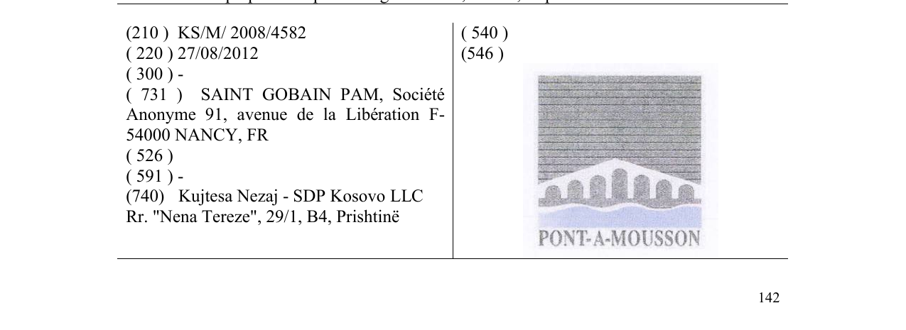 Zëri i markës PONT-A-MOUSSON në buletin
