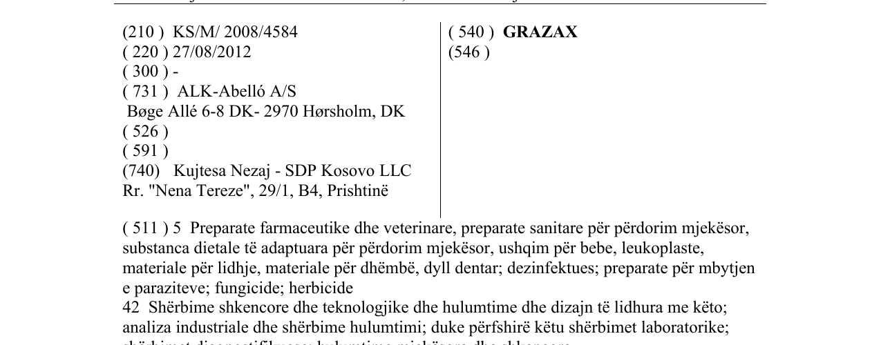 Zëri i markës GRAZAX në buletin