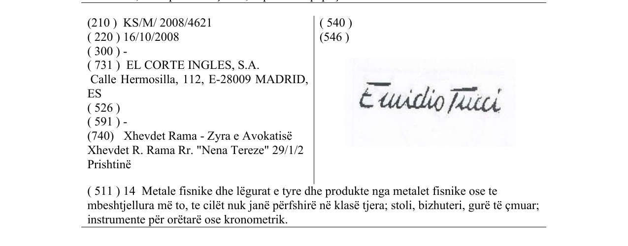 Zëri i markës Emidio Tucci në buletin