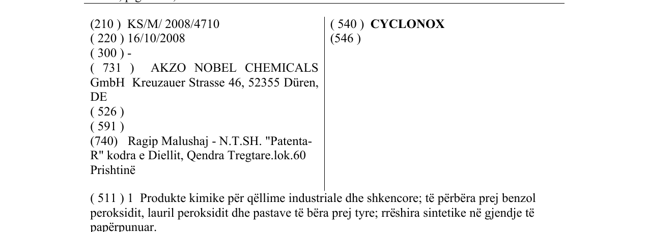 Zëri i markës CYCLONOX në buletin