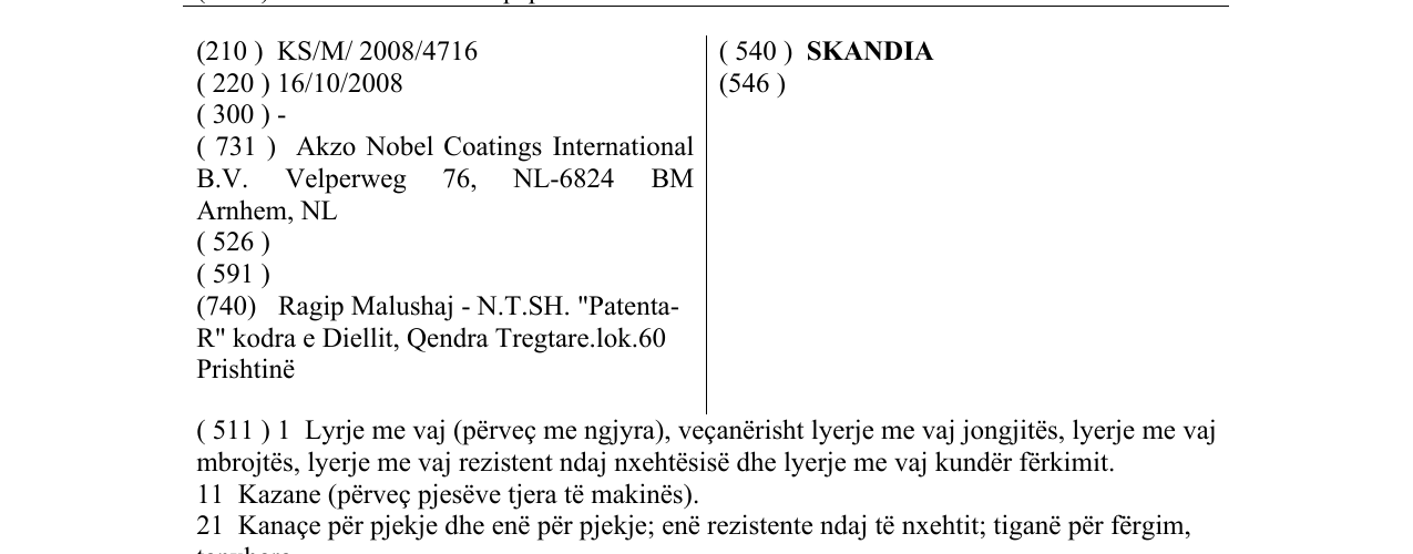 Zëri i markës SKANDIA në buletin