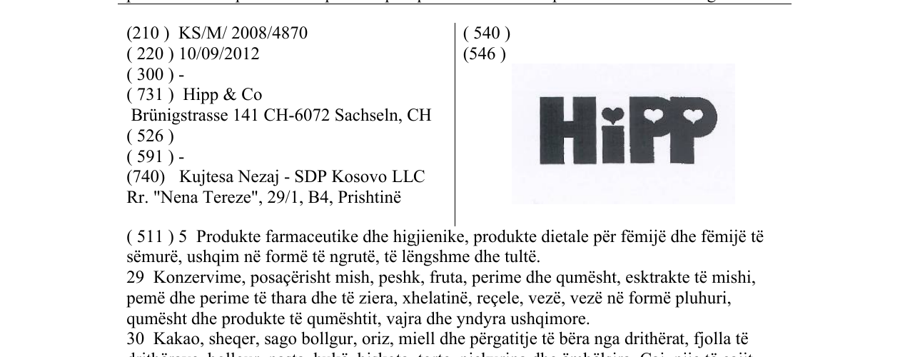 Zëri i markës HiPP në buletin