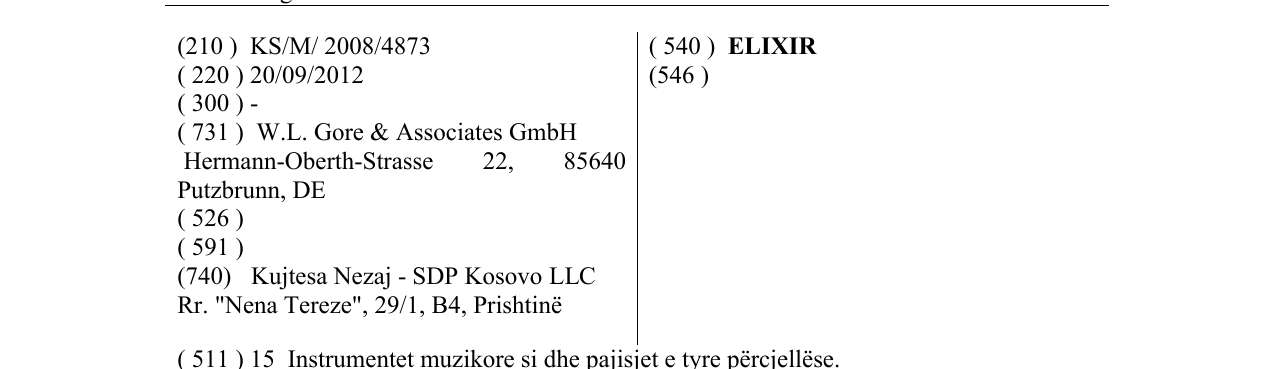 Zëri i markës ELIXIR në buletin