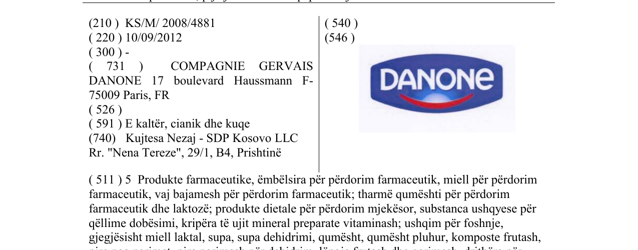 Zëri i markës DANONE në buletin