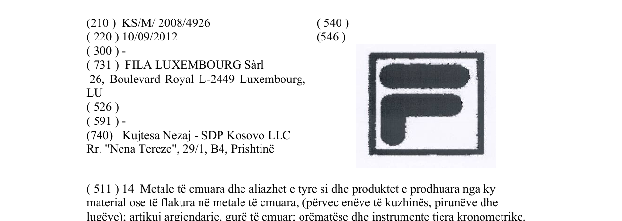 Zëri i markës F në buletin