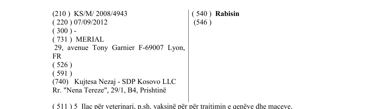 Zëri i markës Rabisin në buletin