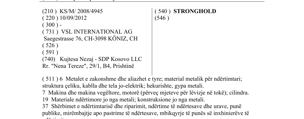 Zëri i markës STRONGHOLD në buletin