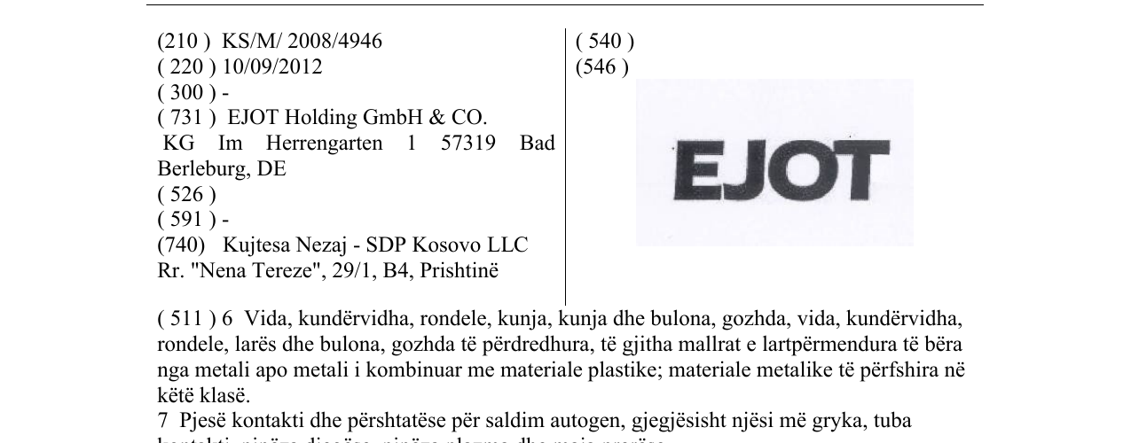 Zëri i markës EJOT në buletin