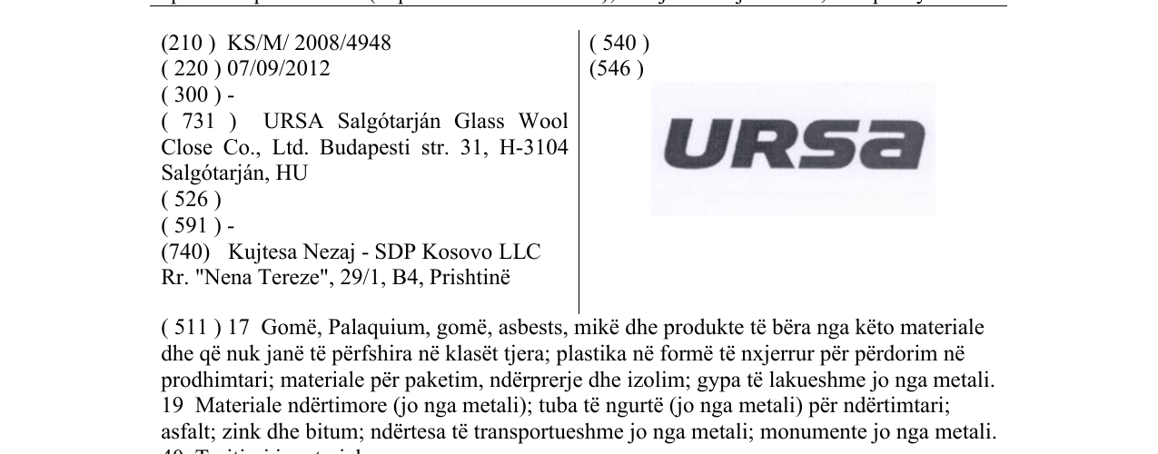 Zëri i markës URSA në buletin