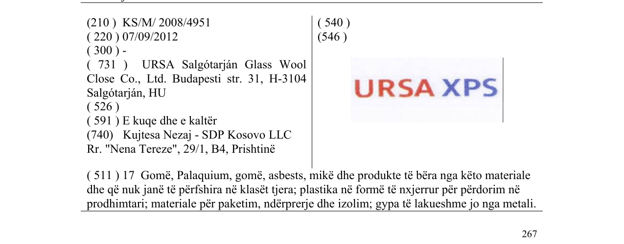 Zëri i markës URSA XPS në buletin