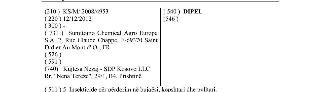 Zëri i markës DIPEL në buletin