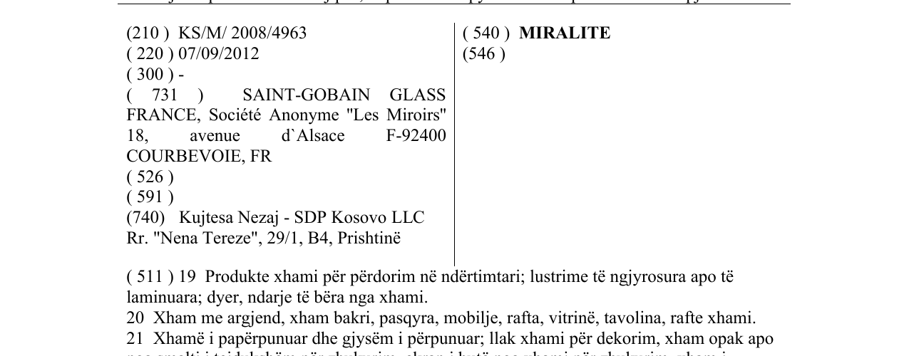 Zëri i markës MIRALITE në buletin
