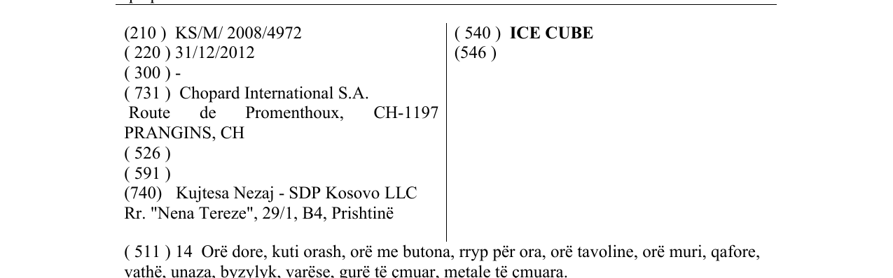 Zëri i markës ICE CUBE në buletin
