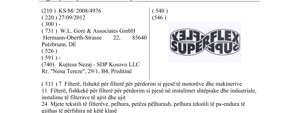 Zëri i markës SUPERFLEX në buletin