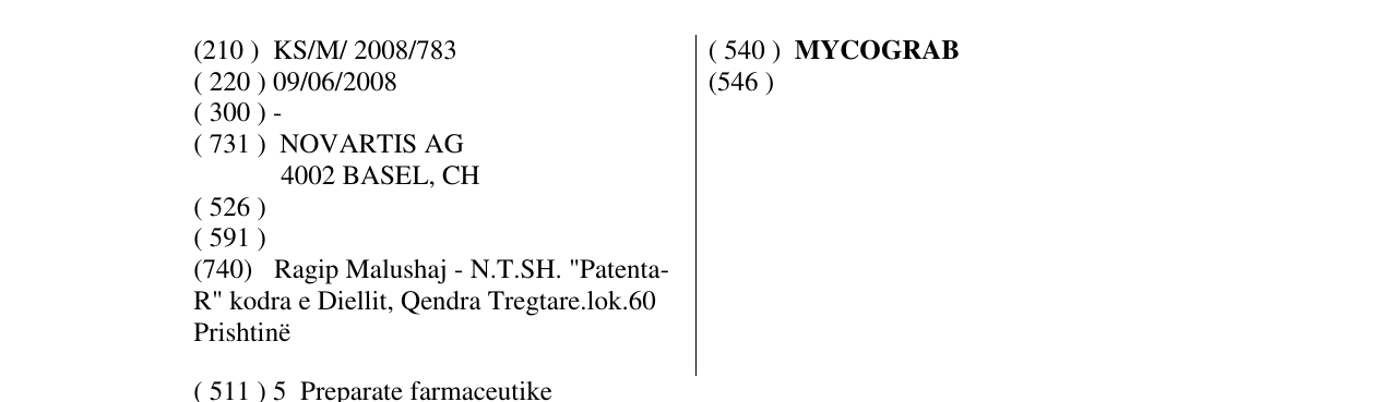 Zëri i markës MYCOGRAB në buletin