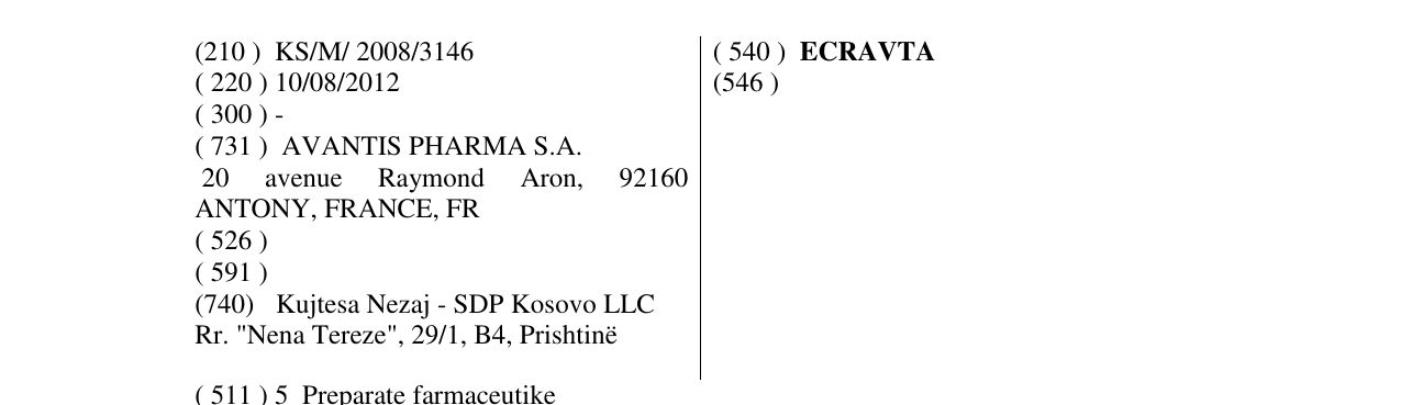 Zëri i markës ECRAVTA në buletin