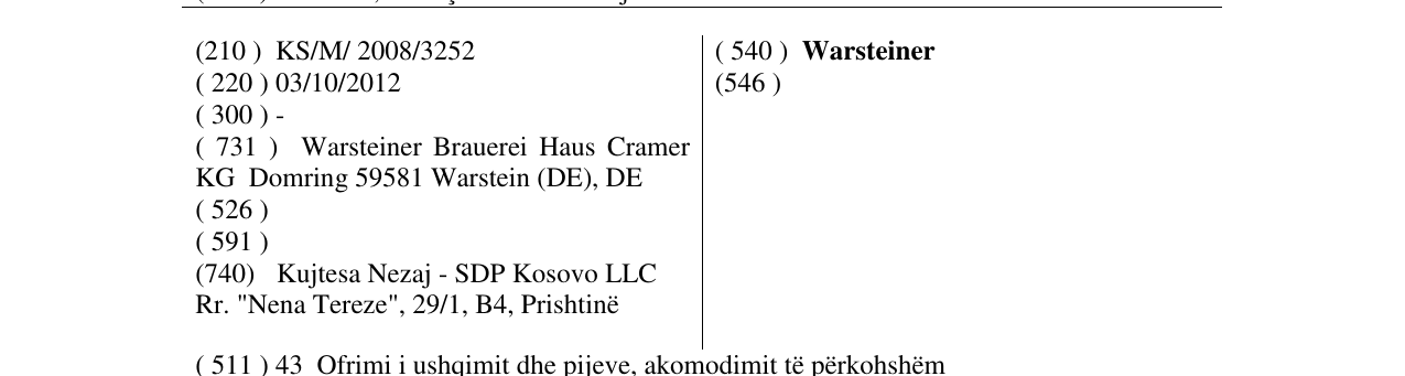 Zëri i markës Warsteiner në buletin