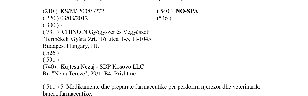Zëri i markës NO-SPA në buletin