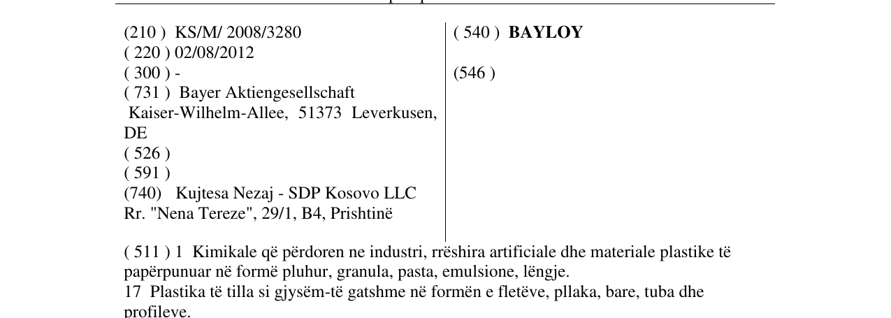 Zëri i markës BAYLOY në buletin