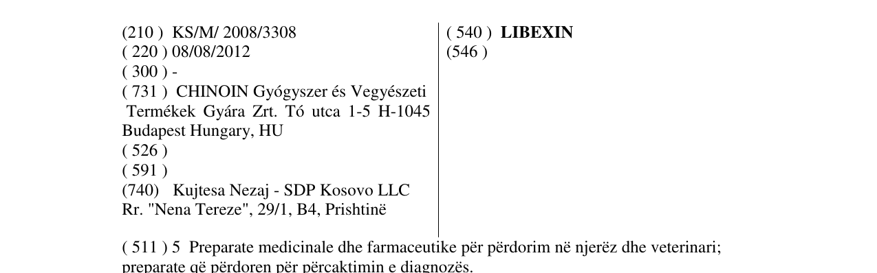 Zëri i markës LIBEXIN në buletin