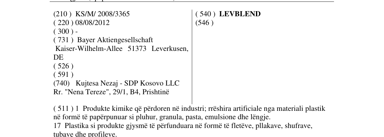 Zëri i markës LEVBLEND në buletin