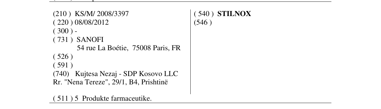 Zëri i markës STILNOX në buletin
