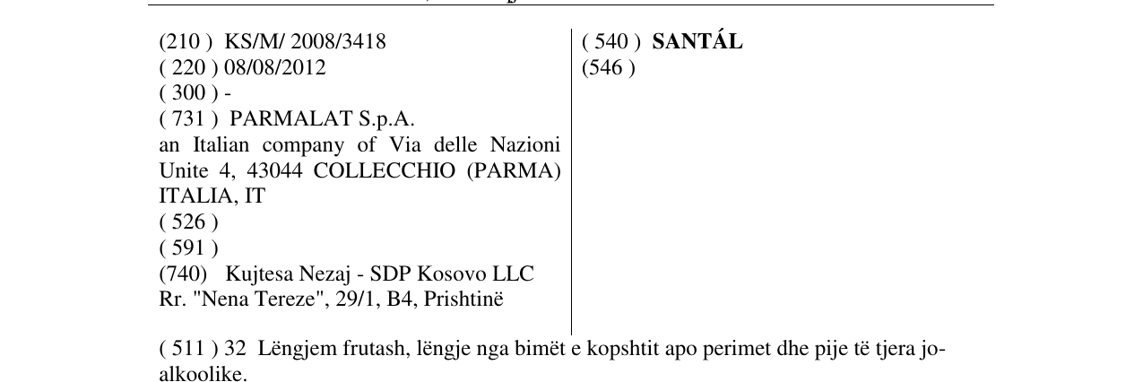 Zëri i markës SANTÁL në buletin