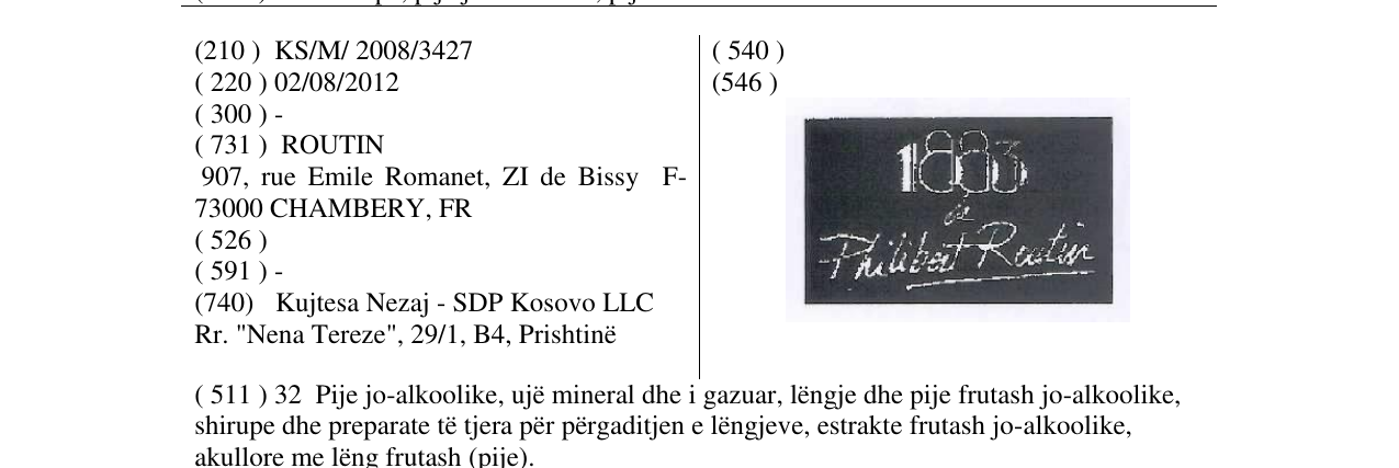 Zëri i markës 1883 Philibet Routin në buletin